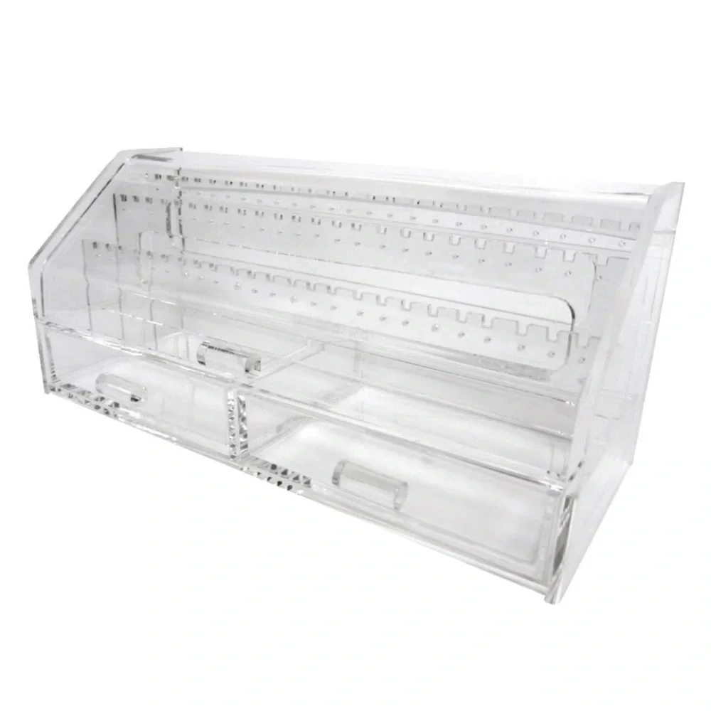 Clear Acrylic Earring Holder Box with Drawers Holds 37 Pairs